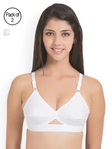 Centra Pack of 2 White Solid Non-Wired Non Padded Everyday Bra CLY9-2PC-WH