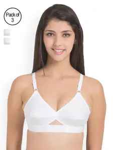 Centra Pack of 3 White Solid Non-Wired Non Padded Everyday Bras CLY9-3PC-WH