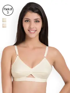 Centra Pack of 3 Beige Solid Non-Wired Non Padded Everyday Bras CLY9-3PC-SK