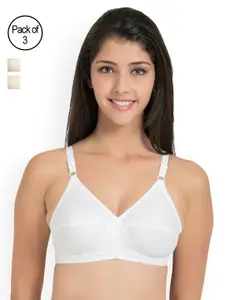 Souminie Pack of 3 Full-Coverage Comfort Fit Bras SLY933-3PC-WH-SK-BL