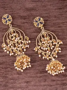 Peora Gold-Plated & Blue Contemporary Jhumkas