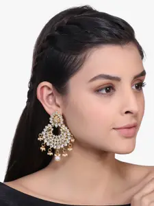 Peora Gold-Plated & White Contemporary Drop Earrings