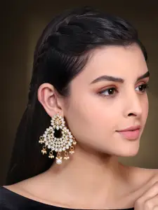 Peora Gold-Plated & White Contemporary Drop Earrings