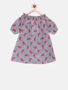 Fairies Forever Girls Grey Printed A-Line Dress