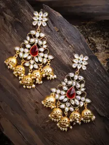 Zaveri Pearls Gold-Toned Contemporary Drop Earrings
