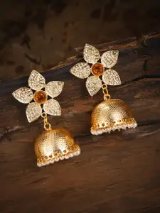 Zaveri Pearls Gold-Toned Dome Shaped Jhumkas