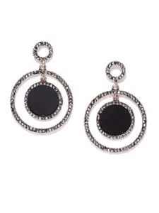Jewels Galaxy Black Copper-Plated Handcrafted Circular Drop Earrings