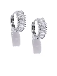 Jewels Galaxy Silver-Plated Handcrafted Contemporary Hoop Earrings