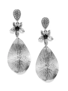 Jewels Galaxy Oxidised Silver-Plated Handcrafted Teardrop Shaped Drop Earrings