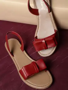 DressBerry Women Red Solid Open Toe Flats
