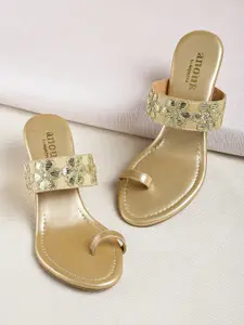 Anouk Women Gold-Toned Embellished Sandals