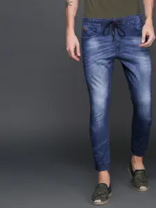 WROGN Men Blue Jogger Fit Mid-Rise Clean Look Stretchable Jeans