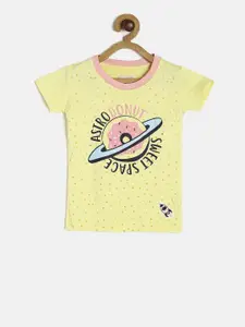 Gini and Jony Girls Yellow Printed T-shirt