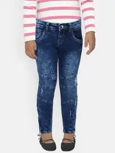 Gini and Jony Girls Blue Skinny Fit Mid-Rise Low Distress Jeans
