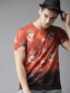 Moda Rapido Men Rust Printed Live in Laundered Tshirt