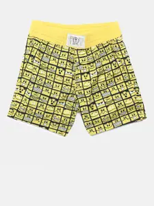 Palm Tree Boys Yellow Printed Regular Fit Shorts