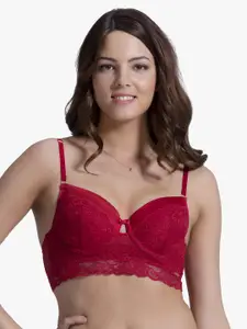 Amante Red Lace Underwired Lightly Padded T-shirt Bra BRA70301