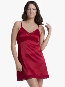 Amante Red Solid Nightdress SLP70302