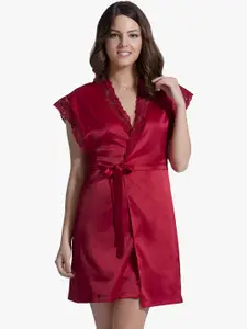Amante Women Red Solid Robe SLP70303