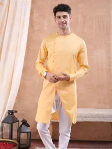 Freehand by The Indian Garage Co Men Yellow Solid Straight Kurta