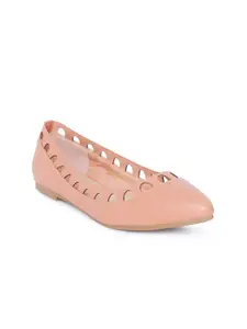 Allen Solly Women Pink Solid Synthetic Patent Ballerinas