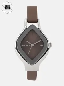 Fastrack Women Brown Leather Analogue Watch NK6109SL02