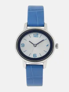 Fastrack Women Silver-Toned Leather Analogue Watch NK6107SL01