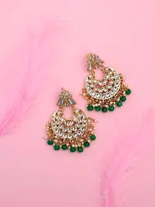 Peora 18K Gold-Plated Crescent Shaped Kundan Chandbalis