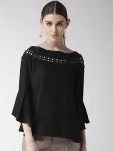 Style Quotient Women Black Solid Pure Cotton Top