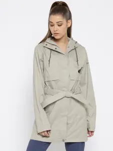 Columbia Women Grey Self-Checked Pardon My Trench Waterproof Breathable Rain Jacket