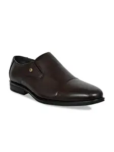 Allen Cooper Men Brown Leather Formal Slip-Ons