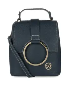 GIO COLLECTION Navy Blue Solid Satchel