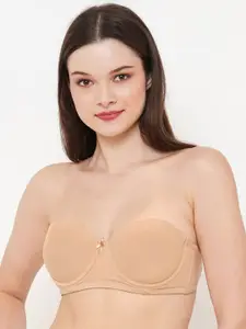 Inner Sense Organic Cotton Antimicrobial Padded Sustainable Strapless Bra (Beige) ISB102