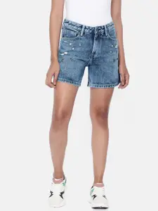 Pepe Jeans Women Blue Washed Kesha Regular Fit Denim Shorts