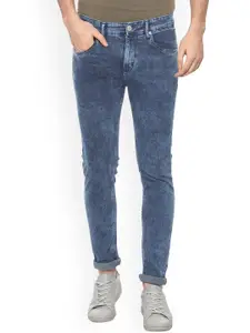 People Men Blue Skinny Fit Mid-Rise Clean Look Stretchable Jeans