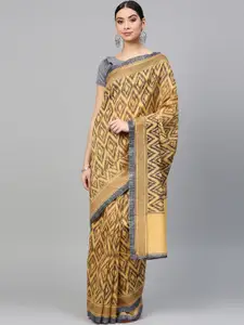 Saree mall Beige & Black Printed Saree