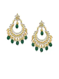 AccessHer Gold-Toned Traditional Kundan & Pearl Chaandbali Earrings