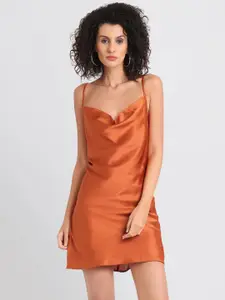Kazo Women Orange Solid A-Line Dress