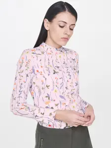 AND Women Pink Printed High-Neck Top