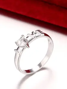 Peora Women Silver-Plated Love Message Proposal Ring
