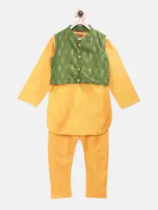 Twisha Boys Yellow Solid Kurta with Pyjama