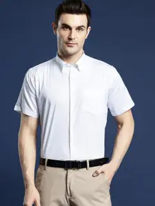 Hancock Men White Slim Fit Solid Formal Shirt