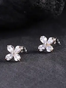 Carlton London Gold-Plated CZ-Studded Floral Studs