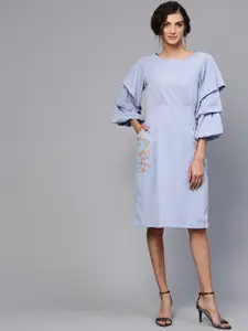 Zima Leto Women Blue Solid A-Line Dress