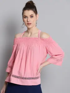 Marie Claire Women Pink Solid Bardot Top
