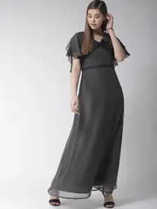 MISH Women Charcoal Grey Solid Wrap Maxi Dress