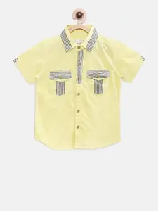 TONYBOY Boys Yellow Regular Fit Solid Casual Shirt