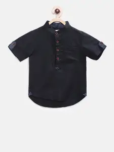 TONYBOY Boys Black Regular Fit Solid Casual Shirt