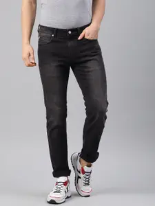 French Connection Men Charcoal Grey Slim Fit Mid-Rise Clean Look Stretchable Jeans