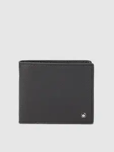 Louis Philippe Louis Philippe Men Black Solid Genuine Leather Two Fold Wallet